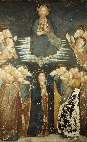 Wikioo.org - The Encyclopedia of Fine Arts - Painting, Artwork by Ferrer Bassa - The Ascension Of Christ Surrounded By Apostles And The Virgin Mary