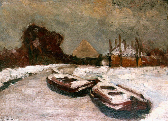Wikioo.org - The Encyclopedia of Fine Arts - Painting, Artwork by Floris Verster - Winter View Of A Waterside Village