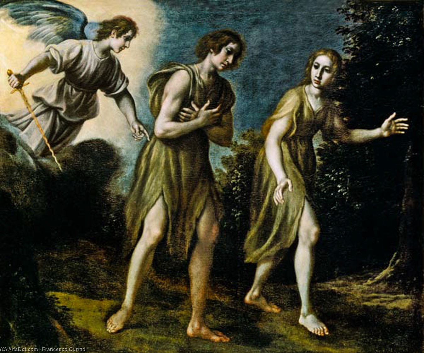 Wikioo.org – L'Encyclopédie des Beaux Arts - Peinture, Oeuvre de Francesco Curradi - le expulsion des adam et eve depuis paradis
