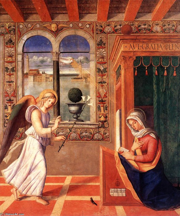 Wikioo.org - The Encyclopedia of Fine Arts - Painting, Artwork by Francesco Di Simone Da Santacroce - Annunciation