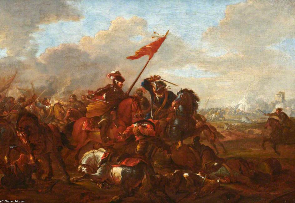 Wikoo.org - موسوعة الفنون الجميلة - اللوحة، العمل الفني Francesco Simonini - Cavalry Battle