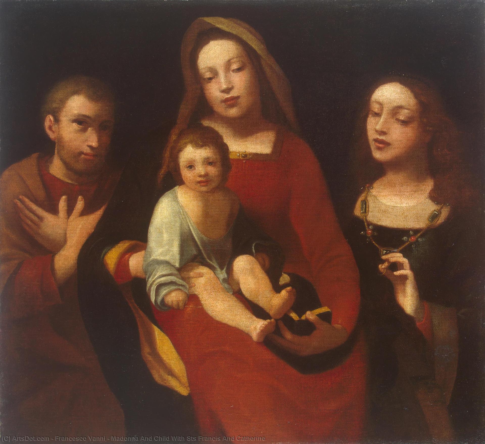 Wikioo.org - The Encyclopedia of Fine Arts - Painting, Artwork by Francesco Vanni - Madonna And Child With Sts Francis And Catherine