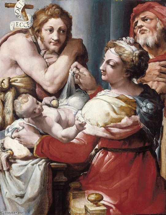 Wikioo.org - The Encyclopedia of Fine Arts - Painting, Artwork by Francesco Vanni - The Holy Family With St John The Baptist