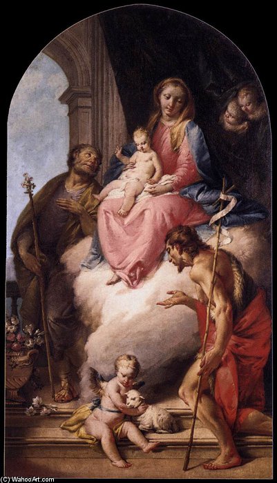 Wikioo.org - The Encyclopedia of Fine Arts - Painting, Artwork by Francesco Zugno - Madonna And Child With Saints