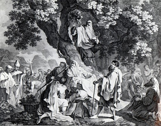 WikiOO.org - Encyclopedia of Fine Arts - Målning, konstverk Francis Hayman - The Druids, Or The Conversion Of The Britons To Christianity; Engraved By Simon Francois Ravenet, Pr
