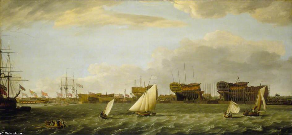 WikiOO.org - Encyclopedia of Fine Arts - Schilderen, Artwork Francis Holman - Blackwall Yard From The Thames