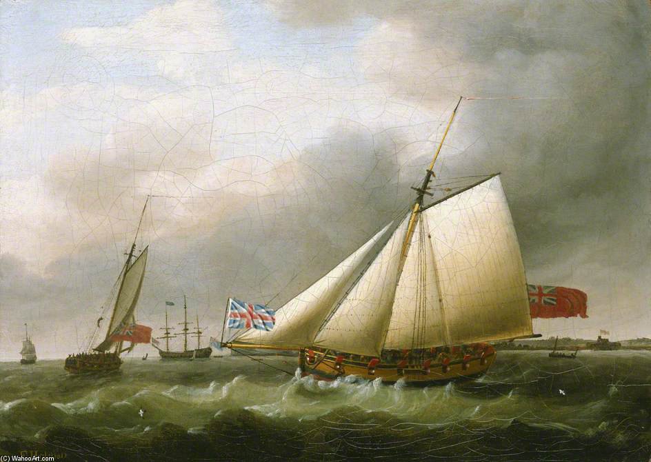 WikiOO.org - 百科事典 - 絵画、アートワーク Francis Holman - カッター「フライ」やその他の船舶