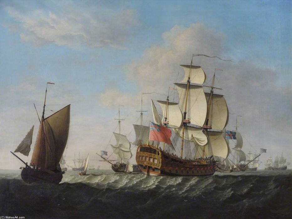 Wikioo.org - The Encyclopedia of Fine Arts - Painting, Artwork by Francis Swaine - An English Squadron Getting Under Way