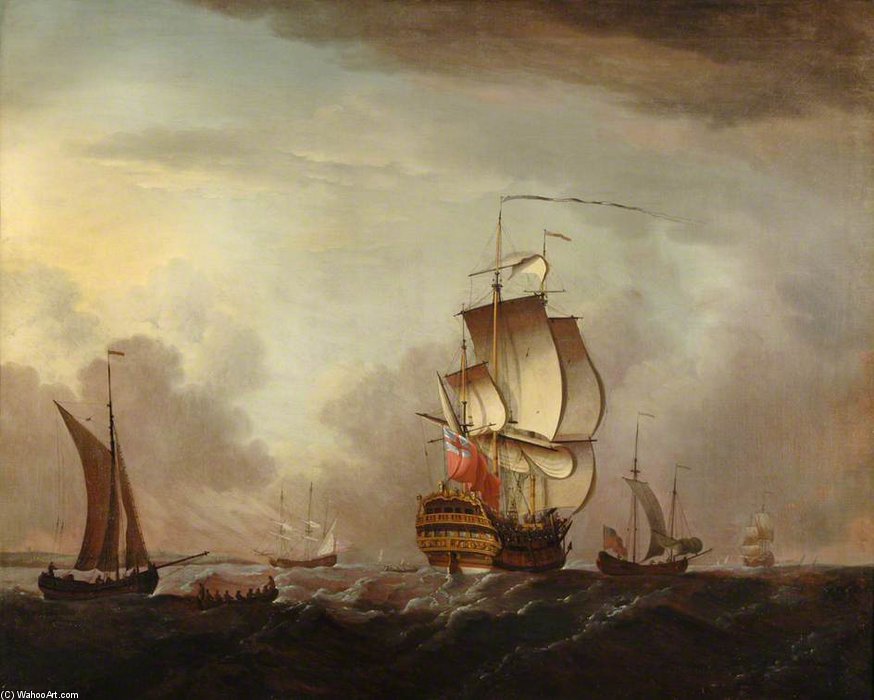 WikiOO.org - Encyclopedia of Fine Arts - Schilderen, Artwork Francis Swaine - Shipping Off The Isle Of Wight