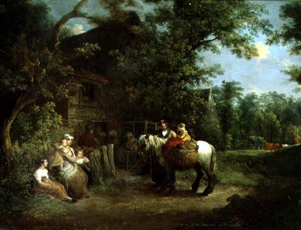 WikiOO.org - Encyclopedia of Fine Arts - Målning, konstverk Francis Wheatley - Country Folk Outside A Rustic Tavern