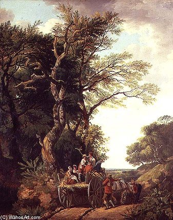 WikiOO.org - Encyclopedia of Fine Arts - Målning, konstverk Francis Wheatley - The Harvest Waggon