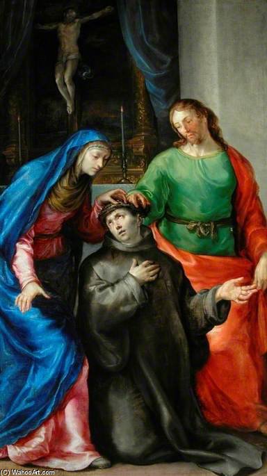 Wikioo.org - The Encyclopedia of Fine Arts - Painting, Artwork by Francisco Camilo - Our Lady And St John The Evangelist Crowning St John Of God With Thorns