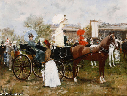 WikiOO.org - 백과 사전 - 회화, 삽화 Francisco Miralles Galup - At The Races