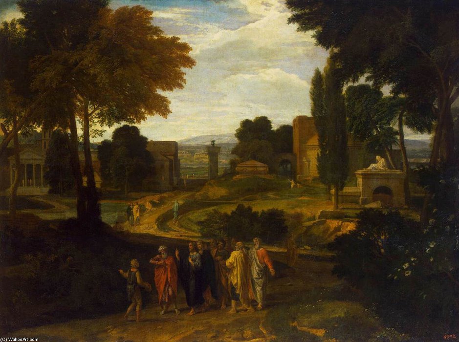 Wikioo.org - The Encyclopedia of Fine Arts - Painting, Artwork by Francisque Millet - Landscape With Christ And His Disciples