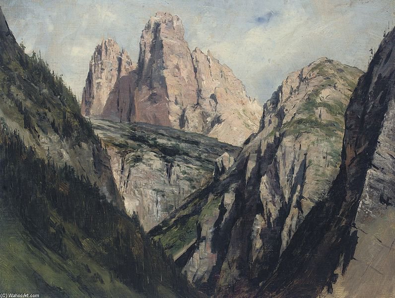 WikiOO.org - Encyclopedia of Fine Arts - Maľba, Artwork Francois Flameng - A Mountain Pass