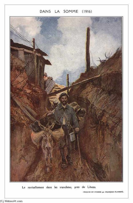 Wikioo.org – L'Encyclopédie des Beaux Arts - Peinture, Oeuvre de Francois Flameng - Dans La Somme