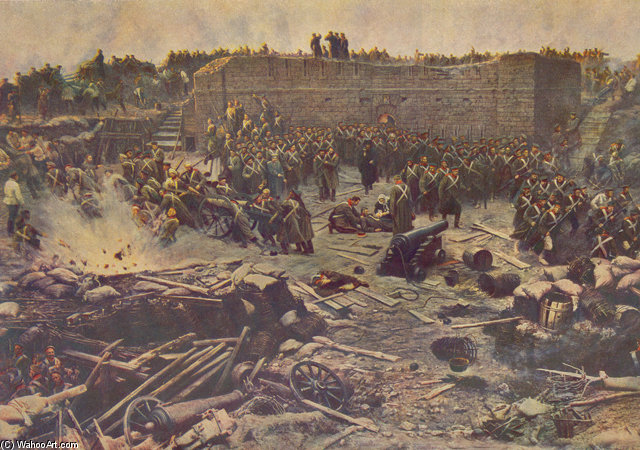 Wikioo.org - Encyklopedia Sztuk Pięknych - Malarstwo, Grafika Francois Flameng - Detail Of His Panoramic Painting The Siege Of Sevastopol