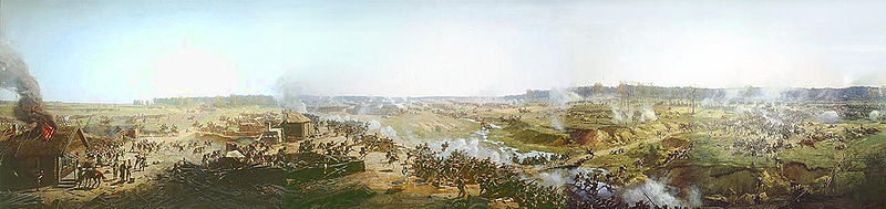 Wikioo.org - The Encyclopedia of Fine Arts - Painting, Artwork by Francois Flameng - Panorama Of Moscow Battle -