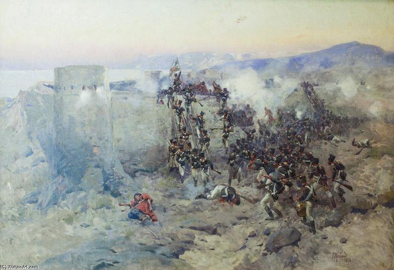 Wikioo.org - The Encyclopedia of Fine Arts - Painting, Artwork by Francois Flameng - Russian Troops Storming Lankaran Fortress