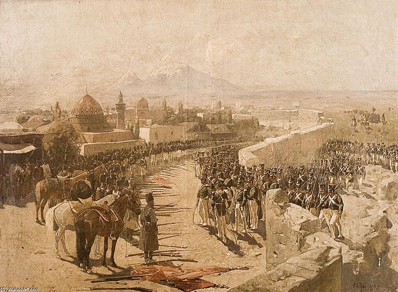 Wikioo.org - Encyklopedia Sztuk Pięknych - Malarstwo, Grafika Francois Flameng - Yerevan Fortress Siege By Forces Of Tsarist Russia
