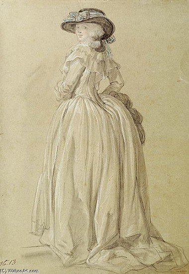 Wikioo.org - สารานุกรมวิจิตรศิลป์ - จิตรกรรม François Louis Joseph Watteau (Watteau De Lille) - Standing Young Woman