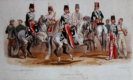 Wikioo.org - The Encyclopedia of Fine Arts - Painting, Artwork by Francois Hippolyte Lalaisse - French Cavalrymen At The Time Of The Second Empire
