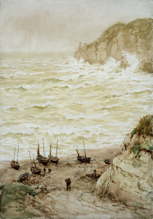WikiOO.org - Encyclopedia of Fine Arts - Lukisan, Artwork Frank Dadd - Beer Cove In A Storm