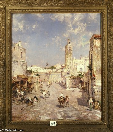 WikiOO.org - Encyclopedia of Fine Arts - Lukisan, Artwork Franz Richard Unterberger - Figures In A Moorish Town