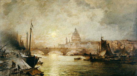 Wikioo.org - The Encyclopedia of Fine Arts - Painting, Artwork by Franz Richard Unterberger - The Pool Of London