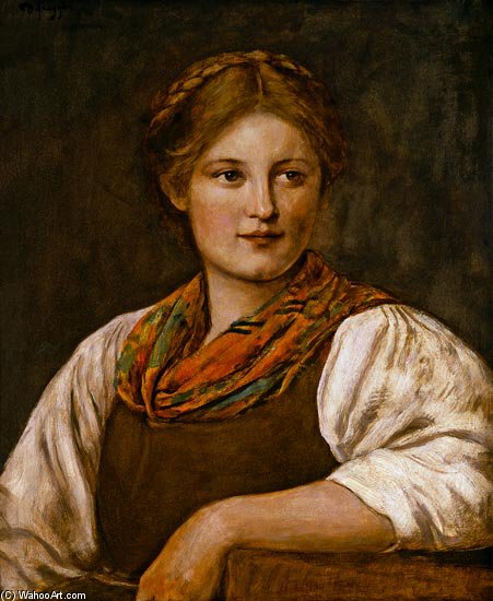 Wikioo.org - The Encyclopedia of Fine Arts - Painting, Artwork by Franz Von Defregger - A Bavarian Peasant Girl