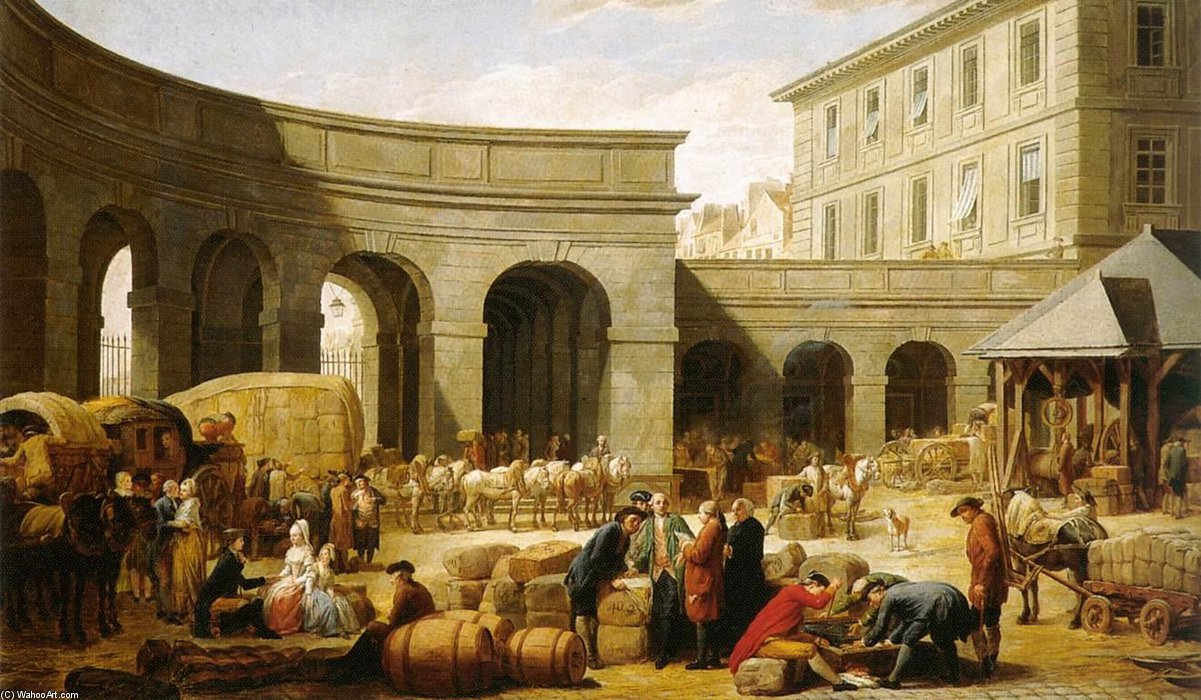 Wikioo.org – L'Encyclopédie des Beaux Arts - Peinture, Oeuvre de François Bernard Lépicié - La cour de la maison des douanes