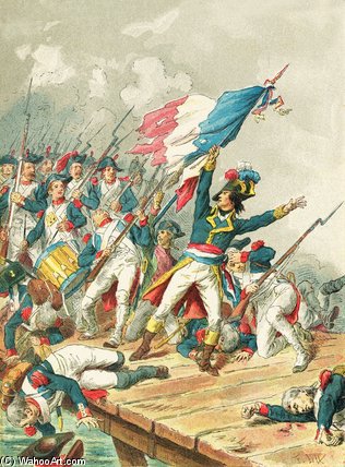 Wikioo.org – L'Enciclopedia delle Belle Arti - Pittura, Opere di Frederic Theodore Lix - Napoleone a Pont D Arcole