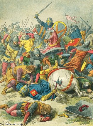 Wikoo.org - موسوعة الفنون الجميلة - اللوحة، العمل الفني Frederic Theodore Lix - Philip Augustus At The Battle Of Bouvines