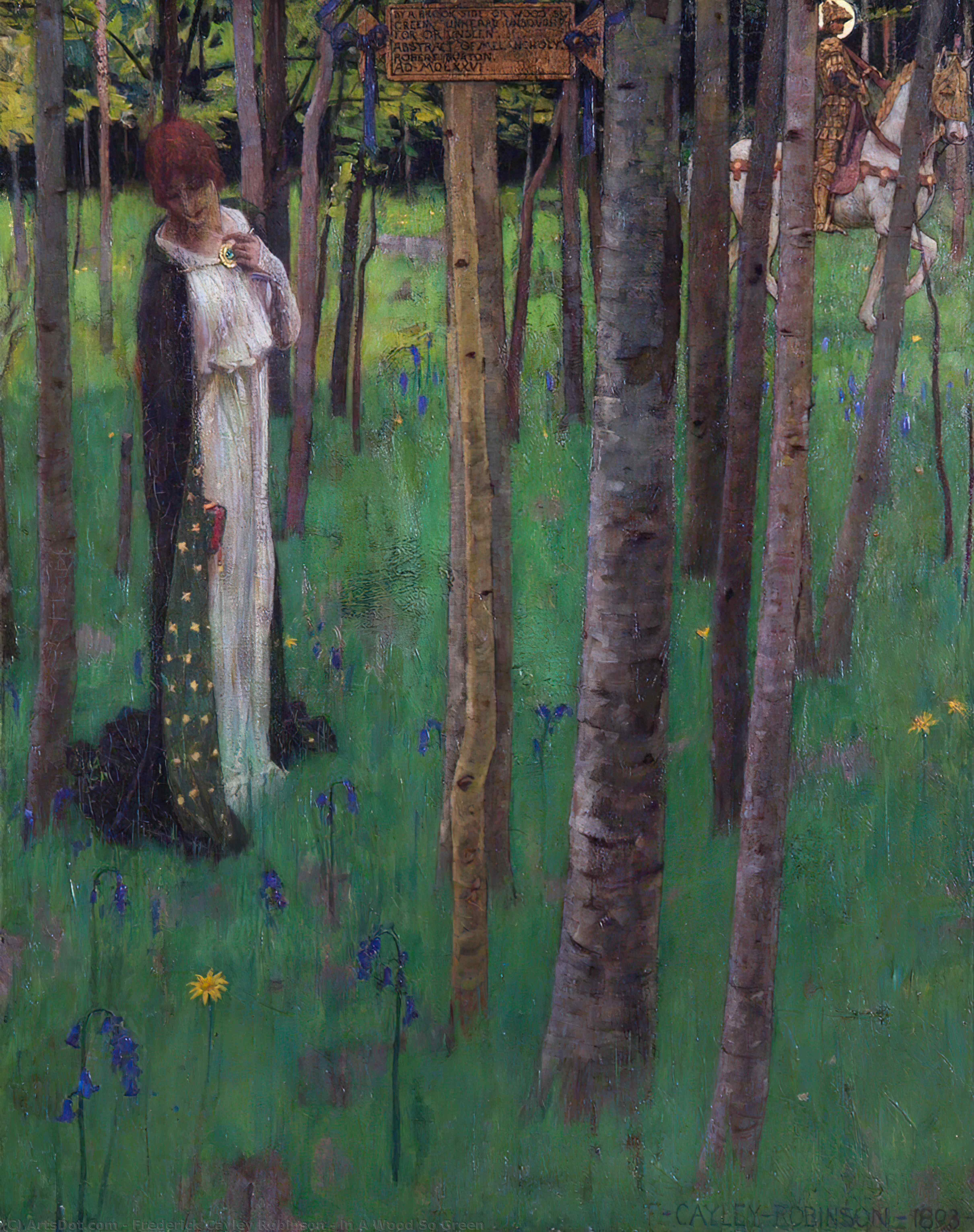 Wikioo.org – La Enciclopedia de las Bellas Artes - Pintura, Obras de arte de Frederick Cayley Robinson - en un madera  así  verdosos