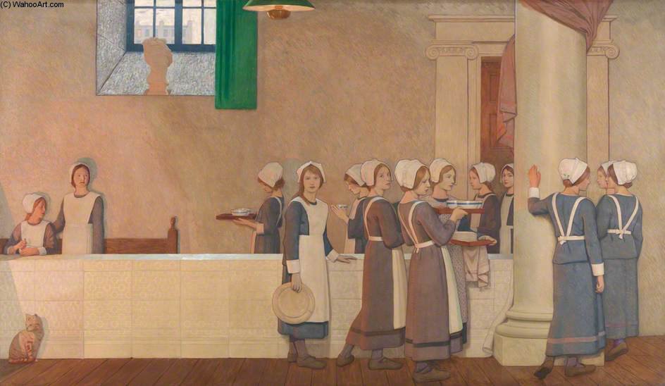 Wikioo.org - The Encyclopedia of Fine Arts - Painting, Artwork by Frederick Cayley Robinson - Orphan Girls In The Refectory Of A Hospital