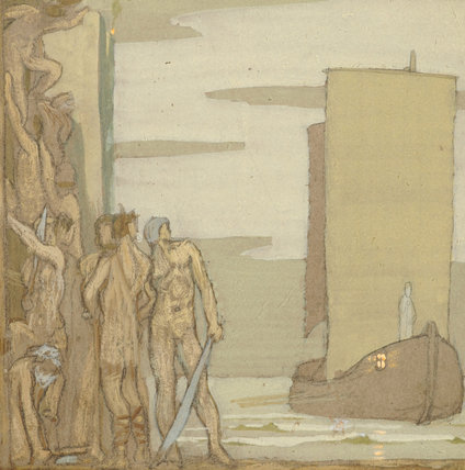 Wikioo.org - The Encyclopedia of Fine Arts - Painting, Artwork by Frederick Cayley Robinson - The Landing Of St Patrick In Ireland