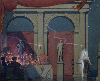 Wikioo.org - The Encyclopedia of Fine Arts - Painting, Artwork by Frederick Cayley Robinson - Tyltyl Turns The Diamond In The Palace Of Luxury