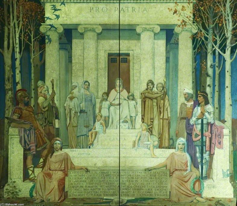 Wikioo.org - The Encyclopedia of Fine Arts - Painting, Artwork by Frederick Cayley Robinson - World War Memorial To The Students Of Heanor Grammar School -