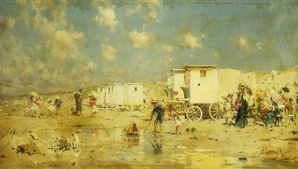 Wikioo.org – L'Encyclopédie des Beaux Arts - Peinture, Oeuvre de Frederick Hendrik Kaemmerer - La plage à Scheveningen Hollande