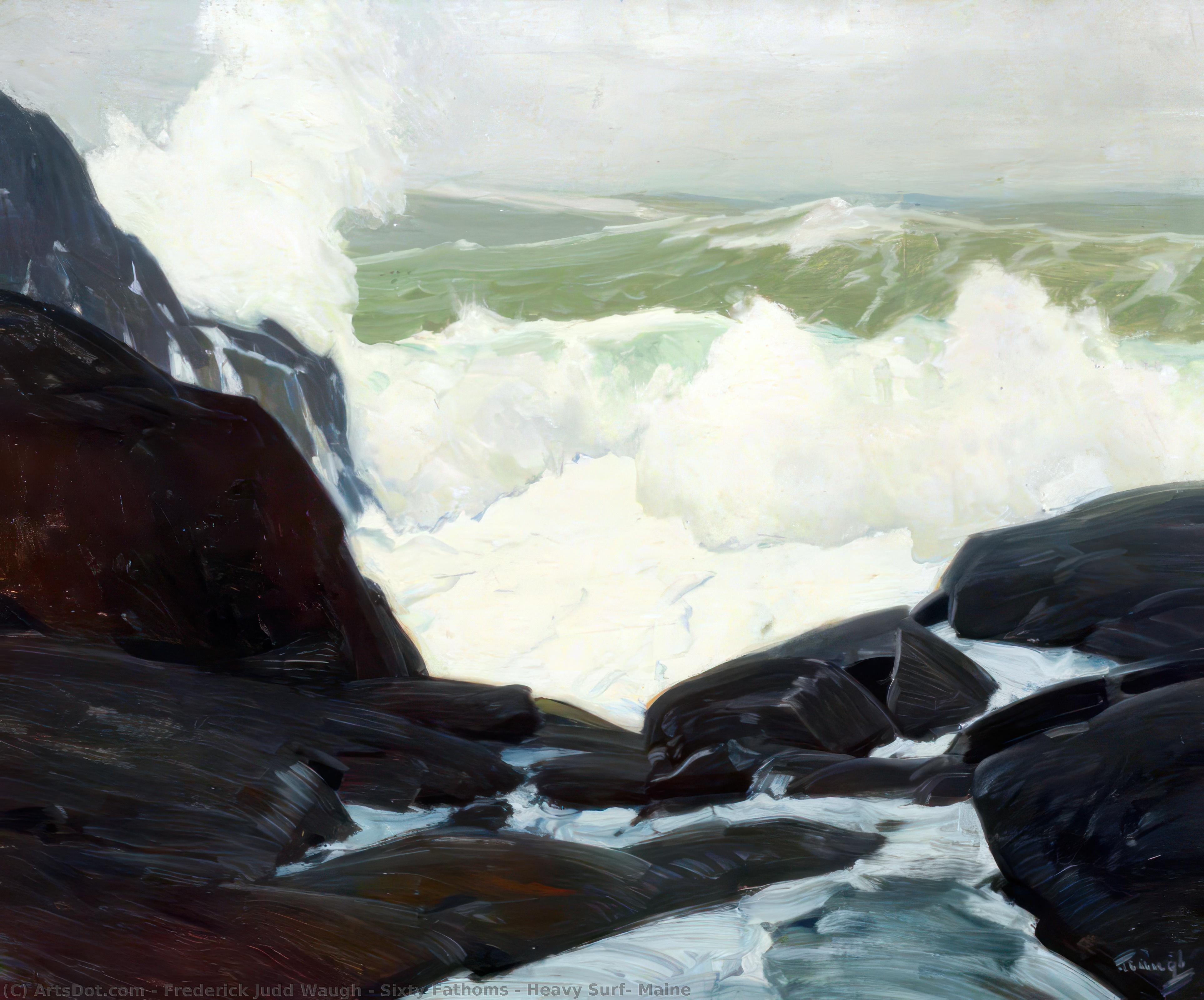 Wikioo.org - The Encyclopedia of Fine Arts - Painting, Artwork by Frederick Judd Waugh - Sixty Fathoms - Heavy Surf, Maine