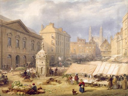 WikiOO.org - Encyclopedia of Fine Arts - Schilderen, Artwork Frederick Mackenzie - Cambridge Market Place
