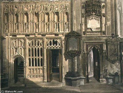 WikiOO.org - Enciklopedija dailės - Tapyba, meno kuriniai Frederick Mackenzie - The Screen Of Abbot Islip's Chapel And The Entrance