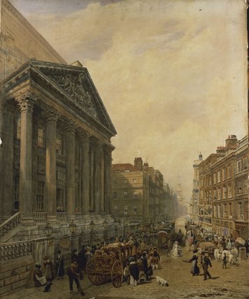 Wikioo.org - The Encyclopedia of Fine Arts - Painting, Artwork by Frederick Nash - The Mansion House From Poultry Looking Down