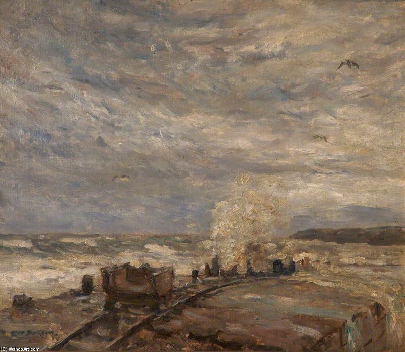 WikiOO.org - Encyclopedia of Fine Arts - Maľba, Artwork Frederick William Jackson - The High Tide, Runswick Bay, North Yorkshire