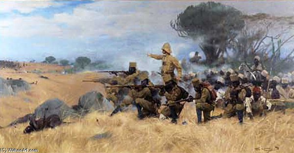 WikiOO.org - 백과 사전 - 회화, 삽화 Friedrich Wilhelm Kuhnert - Battle At Mahenge