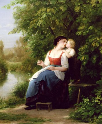 Wikioo.org - The Encyclopedia of Fine Arts - Painting, Artwork by Fritz Zuber Buhler - Mother And Son