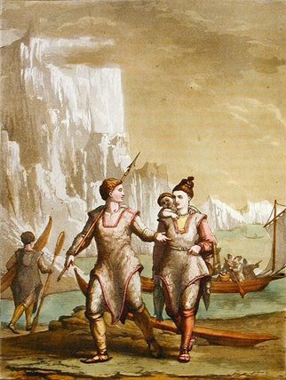 Wikioo.org - The Encyclopedia of Fine Arts - Painting, Artwork by Gallo Gallina - Greenland Men And Women Returning From Fishing