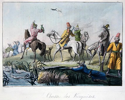 Wikioo.org - สารานุกรมวิจิตรศิลป์ - จิตรกรรม Gallo Gallina - Kirghiz Hunters Shooting And Hunting
