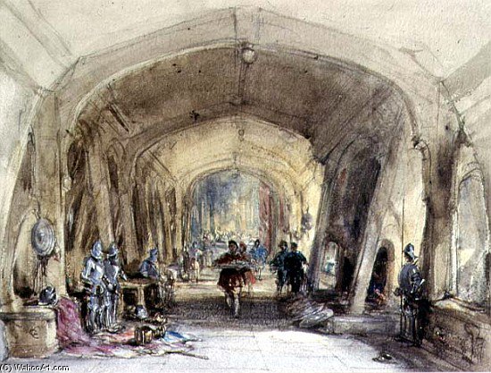 Wikioo.org - The Encyclopedia of Fine Arts - Painting, Artwork by George Cattermole - Interior Of A Baronial Hall