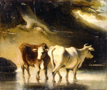 Wikioo.org - สารานุกรมวิจิตรศิลป์ - จิตรกรรม George Chinnery - Two Cows